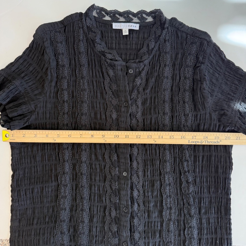 Baltic Born Zara Lace Top Black Size M Cotton Boho Feminine Coquette Blouse - Picture 12 of 13